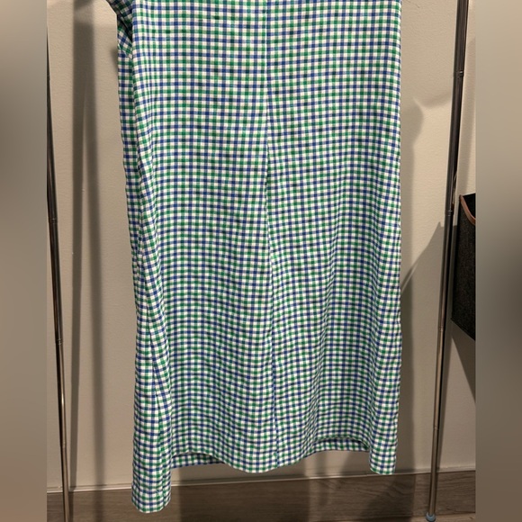 Elle Blue, Green, & White Gingham Print Midi Short Sleeve Dress Size M - Picture 8 of 16